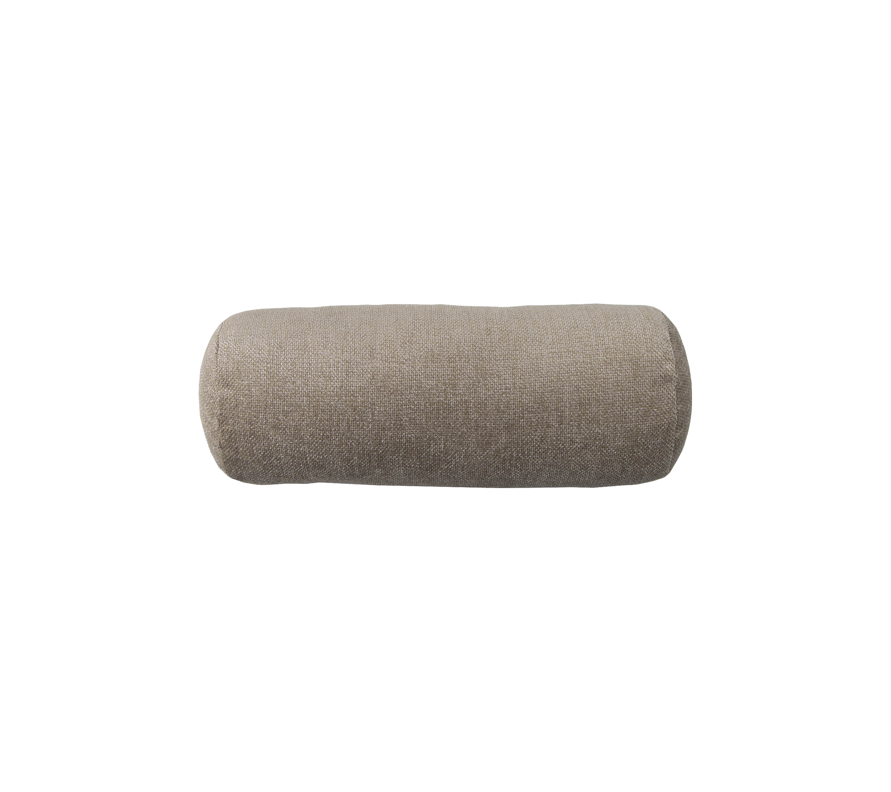 Cojín cilíndrico beige con una superficie texturizada, ideal para uso decorativo o funcional en diversos entornos.