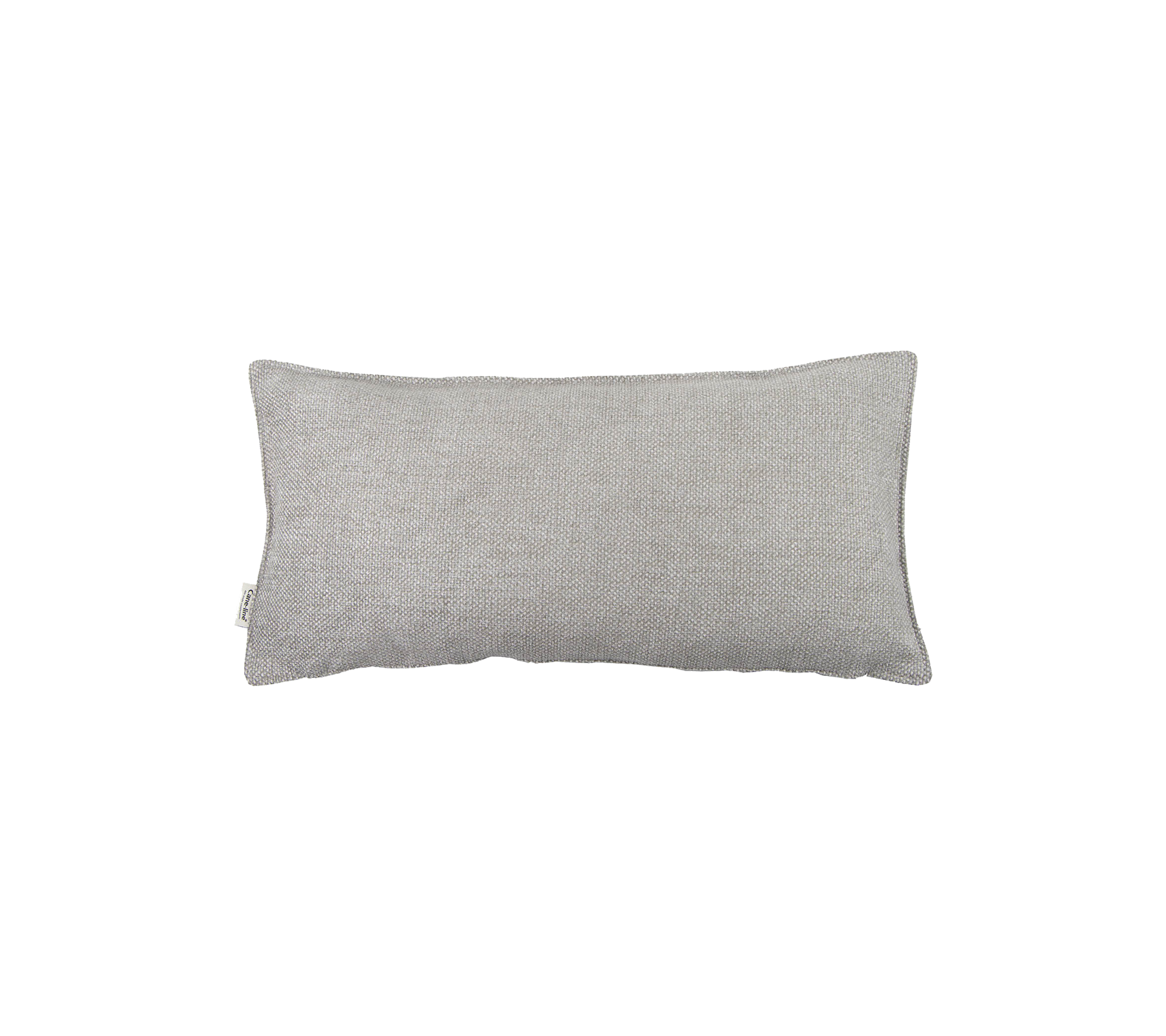 Cojín decorativo rectangular gris con una superficie de tela texturizada, ideal para mejorar la comodidad y el estilo en la decoración del hogar.