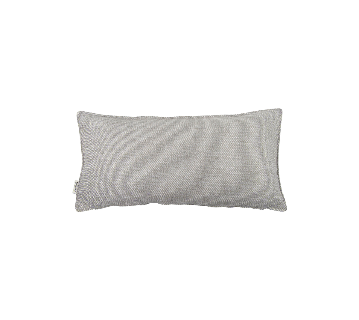 Cojín decorativo rectangular gris con una superficie de tela texturizada, ideal para mejorar la comodidad y el estilo en la decoración del hogar.
