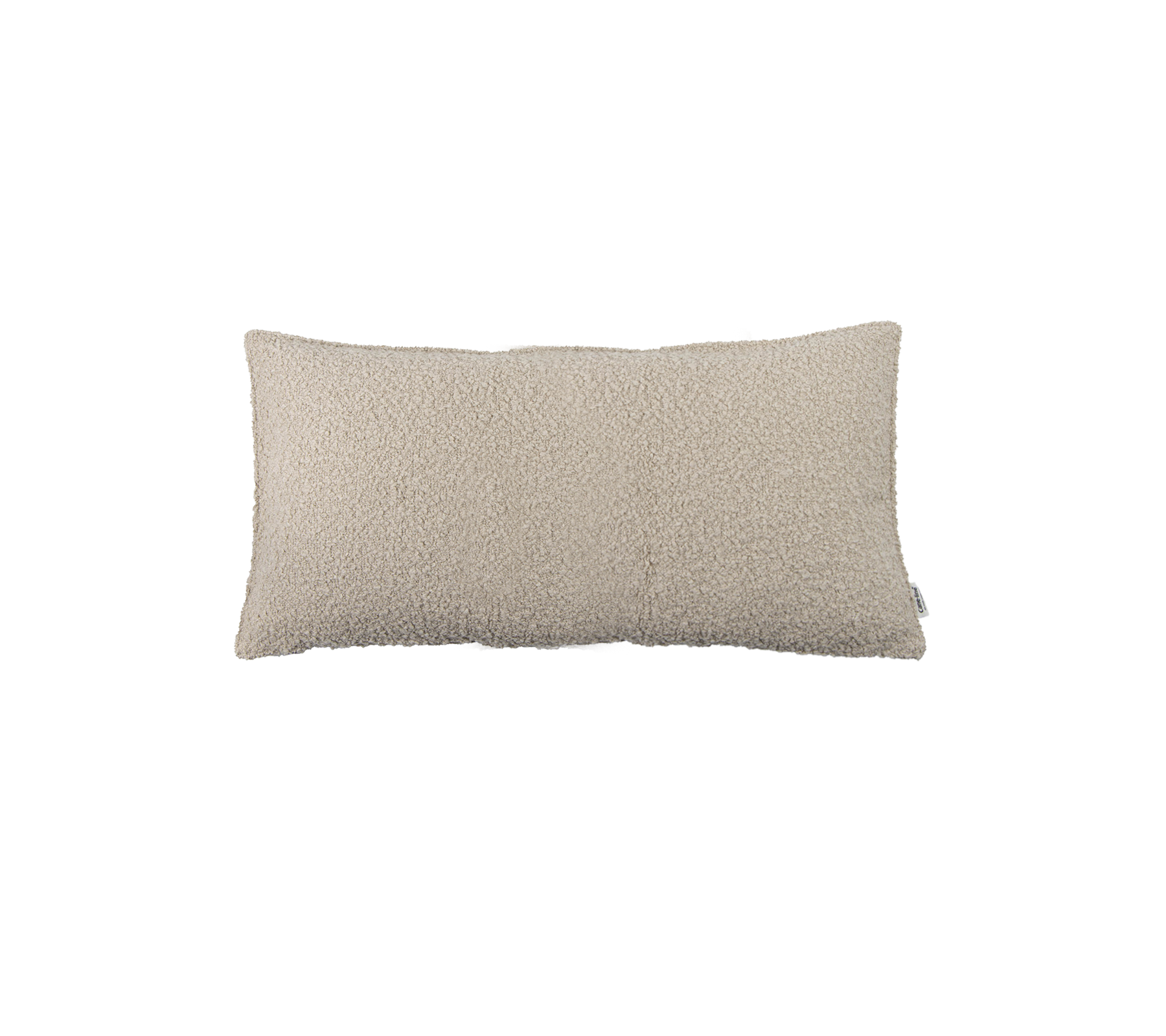 Cojín rectangular suave en un color beige claro con una superficie texturizada, ideal para añadir comodidad a cualquier espacio.