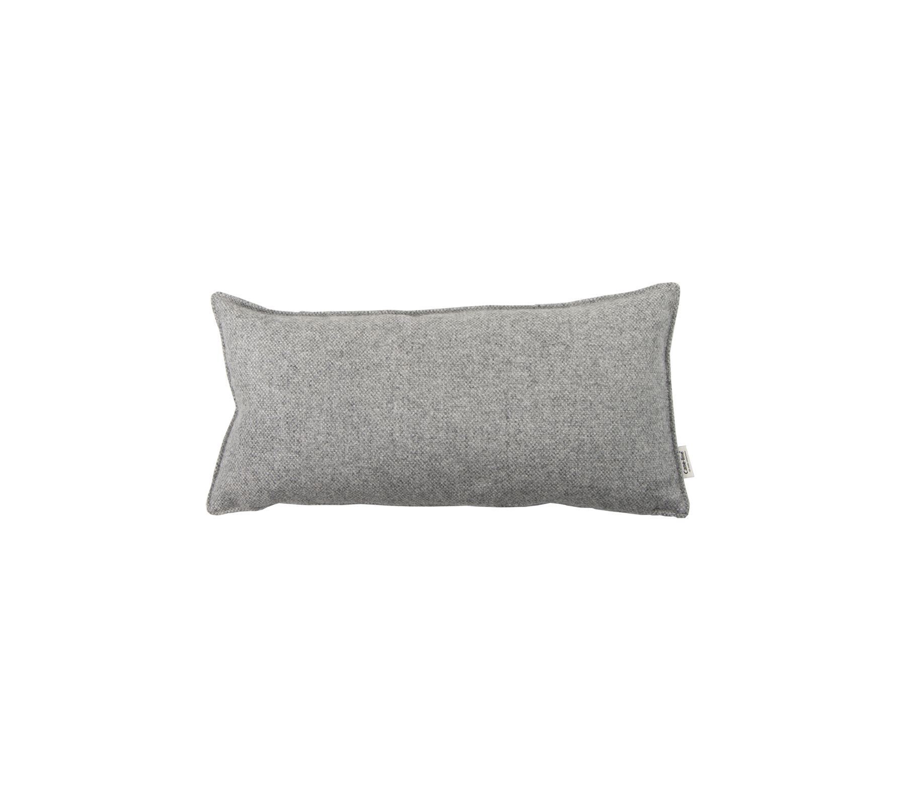 Cojín rectangular gris con una textura suave, perfecto para fines decorativos o de comodidad.