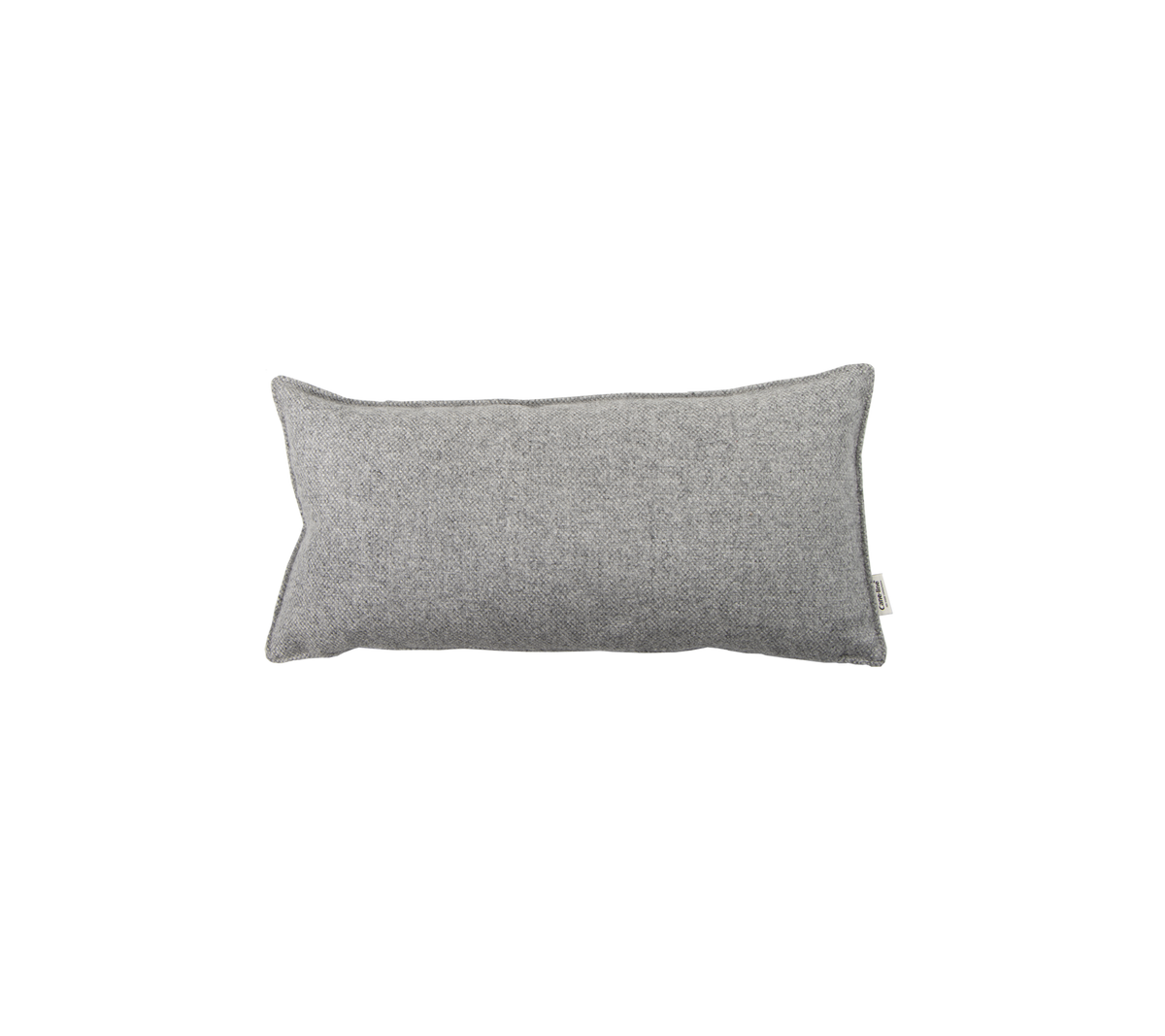 Cojín rectangular gris con una textura suave, perfecto para fines decorativos o de comodidad.