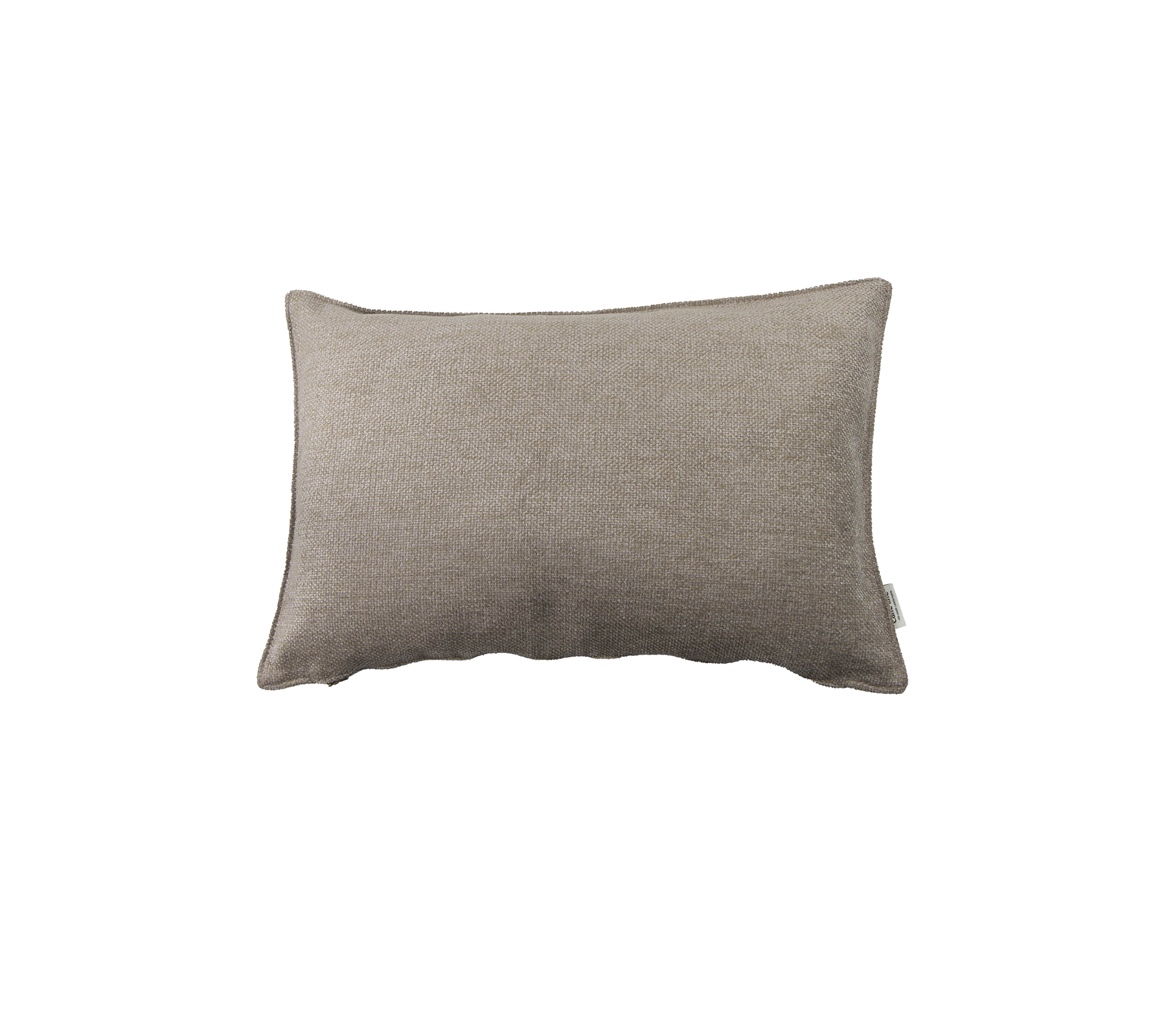 Cojín rectangular de suave tela beige, con una superficie texturizada para mayor comodidad y estilo.