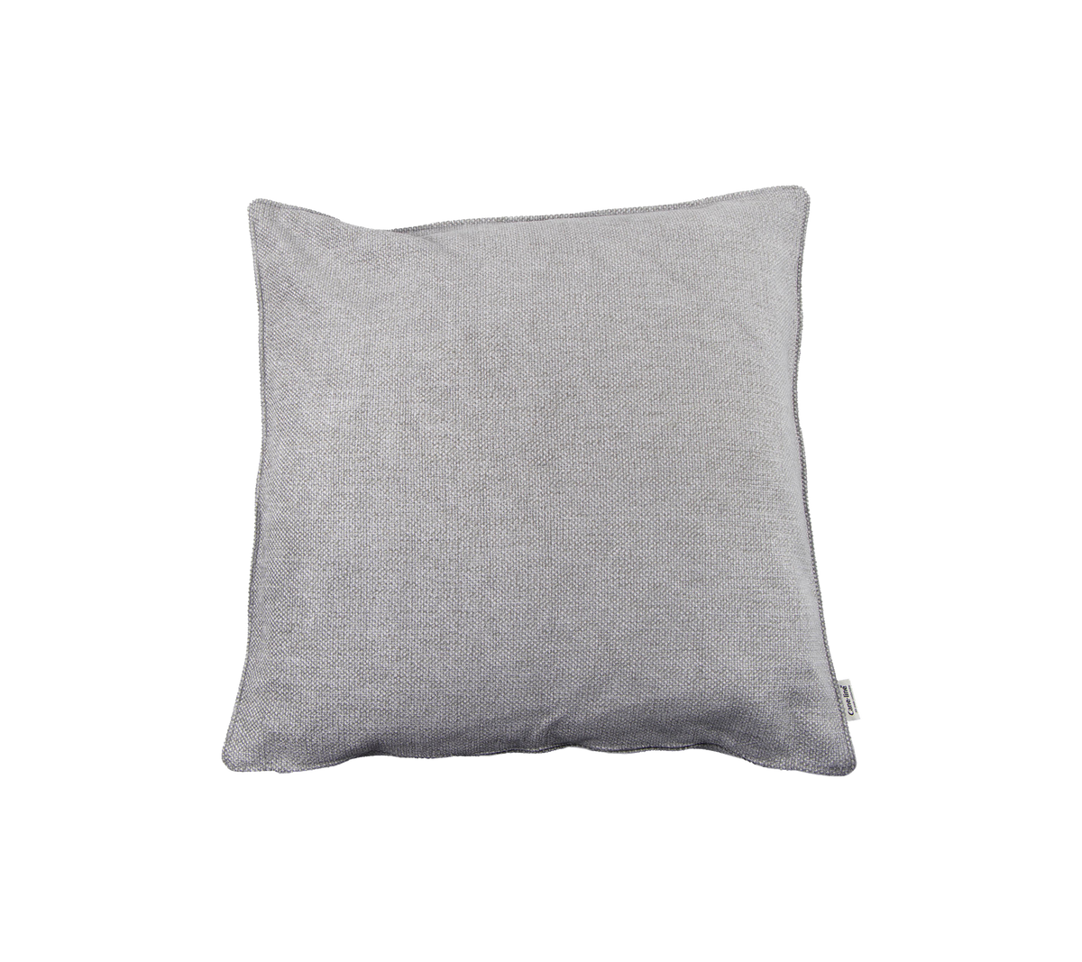 Cojín decorativo gris con una tela texturizada, que ofrece un acento elegante para arreglos de asientos o de cama.