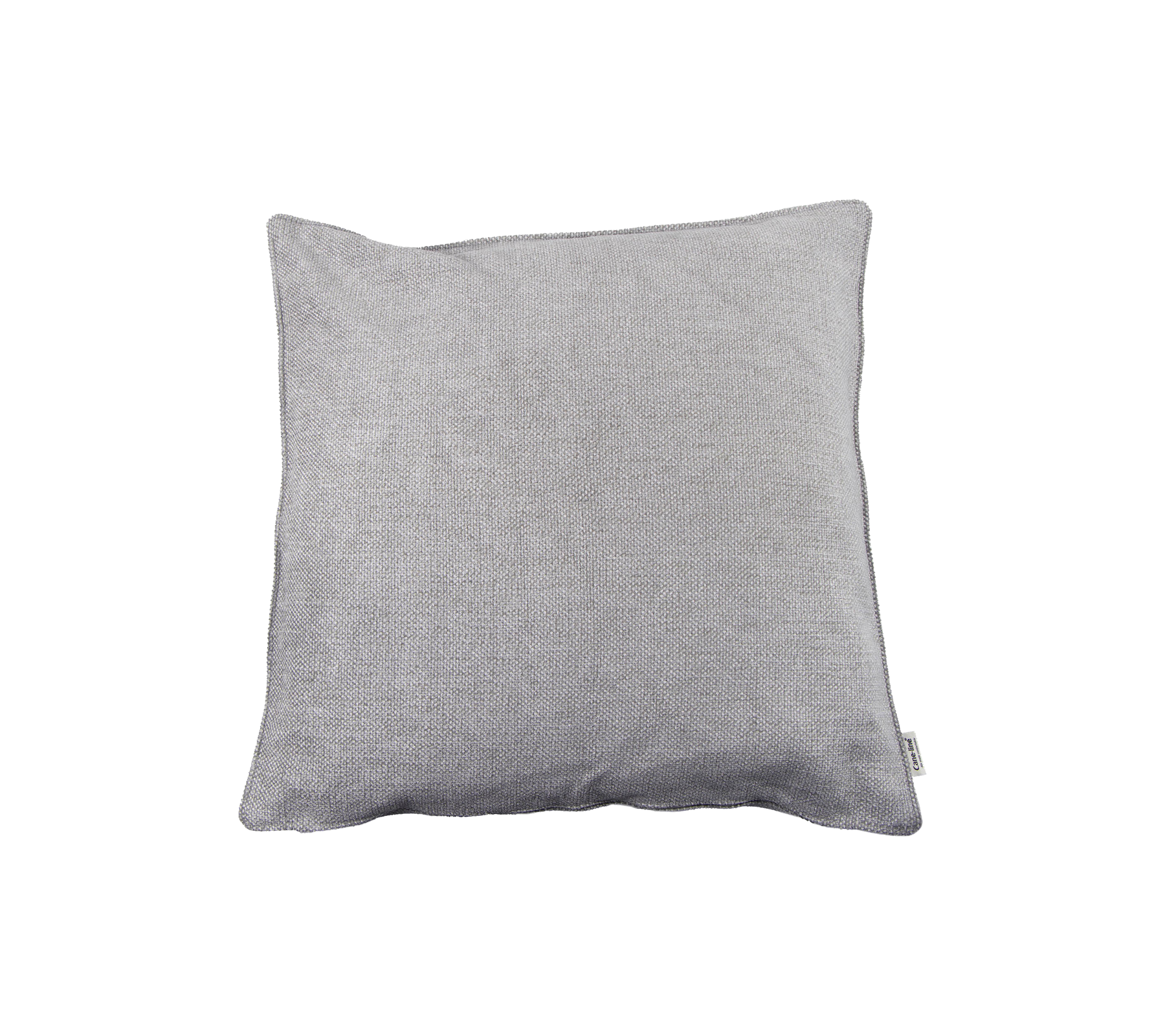 Cojín decorativo gris con una tela texturizada, que ofrece un acento elegante para arreglos de asientos o de cama.