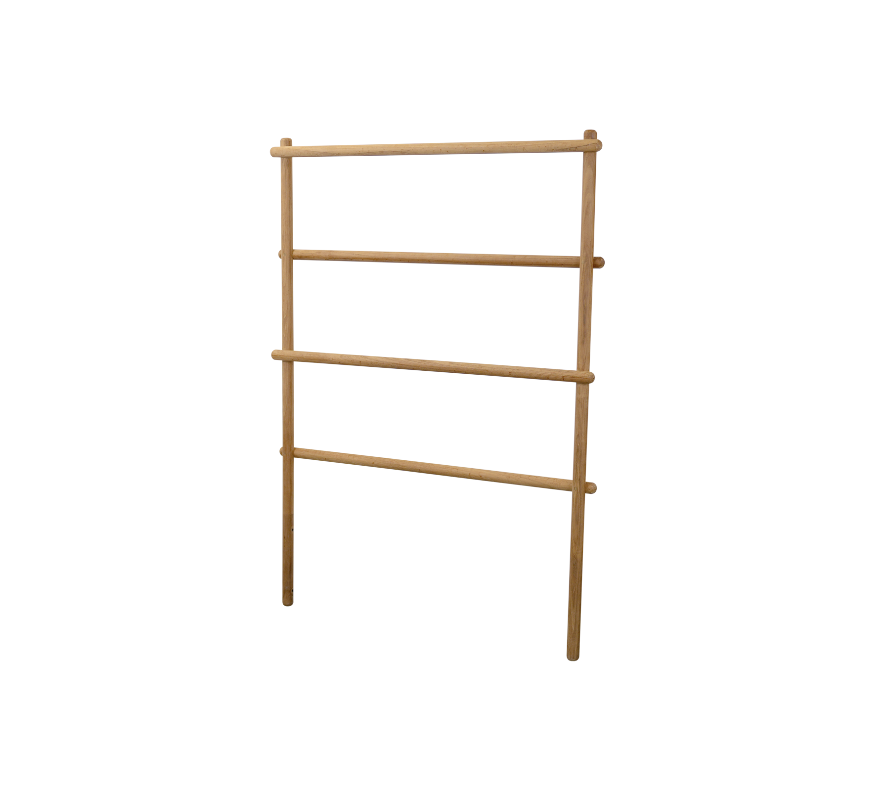 Estante de madera con tres barras horizontales para exhibir o almacenar artículos. El acabado natural realza cualquier estilo de decoración.