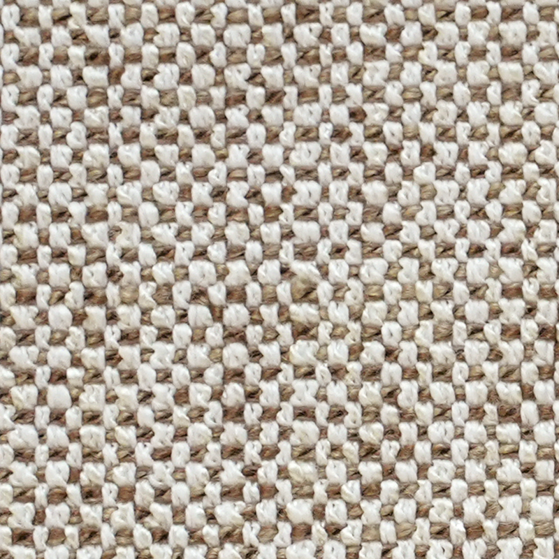 Tela texturizada con un patrón tejido en tonos beige y blanco.